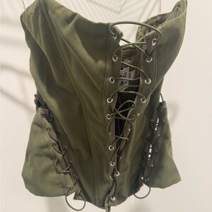 Princess Polly Khaki Lace-Up Corset